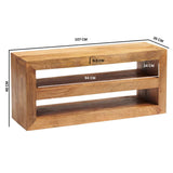 Solid Mango Wood TV Stand With 2 Shelves - Toko