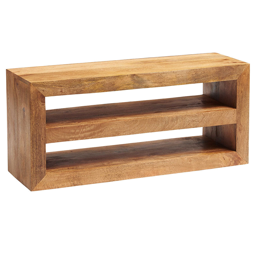 Solid Mango Wood TV Stand With 2 Shelves - Toko