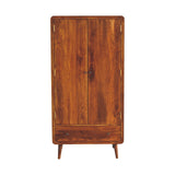 Solid Mango Wood Wardrobe Curved With 2 Doors And 1 Drawer - Gloucester