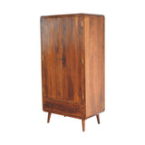 Solid Mango Wood Wardrobe Curved With 2 Doors And 1 Drawer - Gloucester