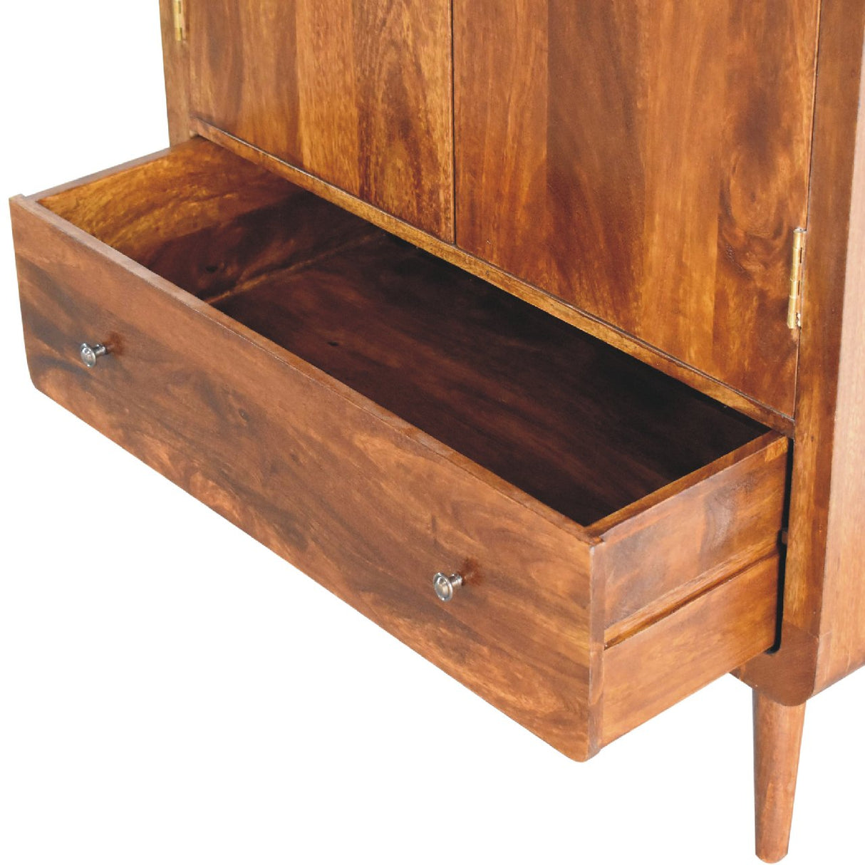 Solid Mango Wood Wardrobe Curved With 2 Doors And 1 Drawer - Gloucester