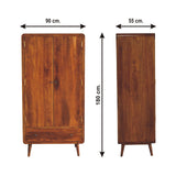 Solid Mango Wood Wardrobe Curved With 2 Doors And 1 Drawer - Gloucester