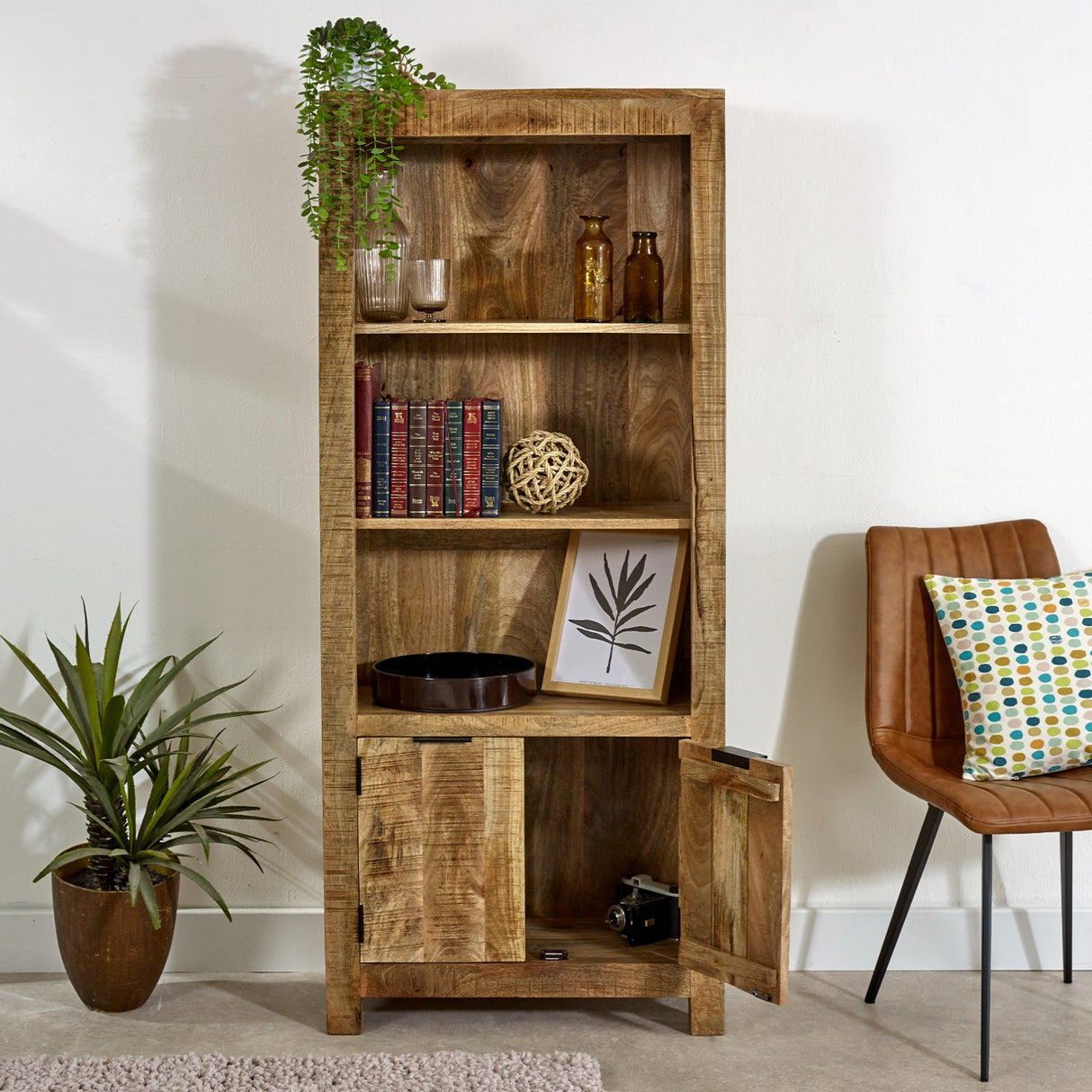 Solid Reclaimed Wood Bookcase With 2 Doors - Surrey