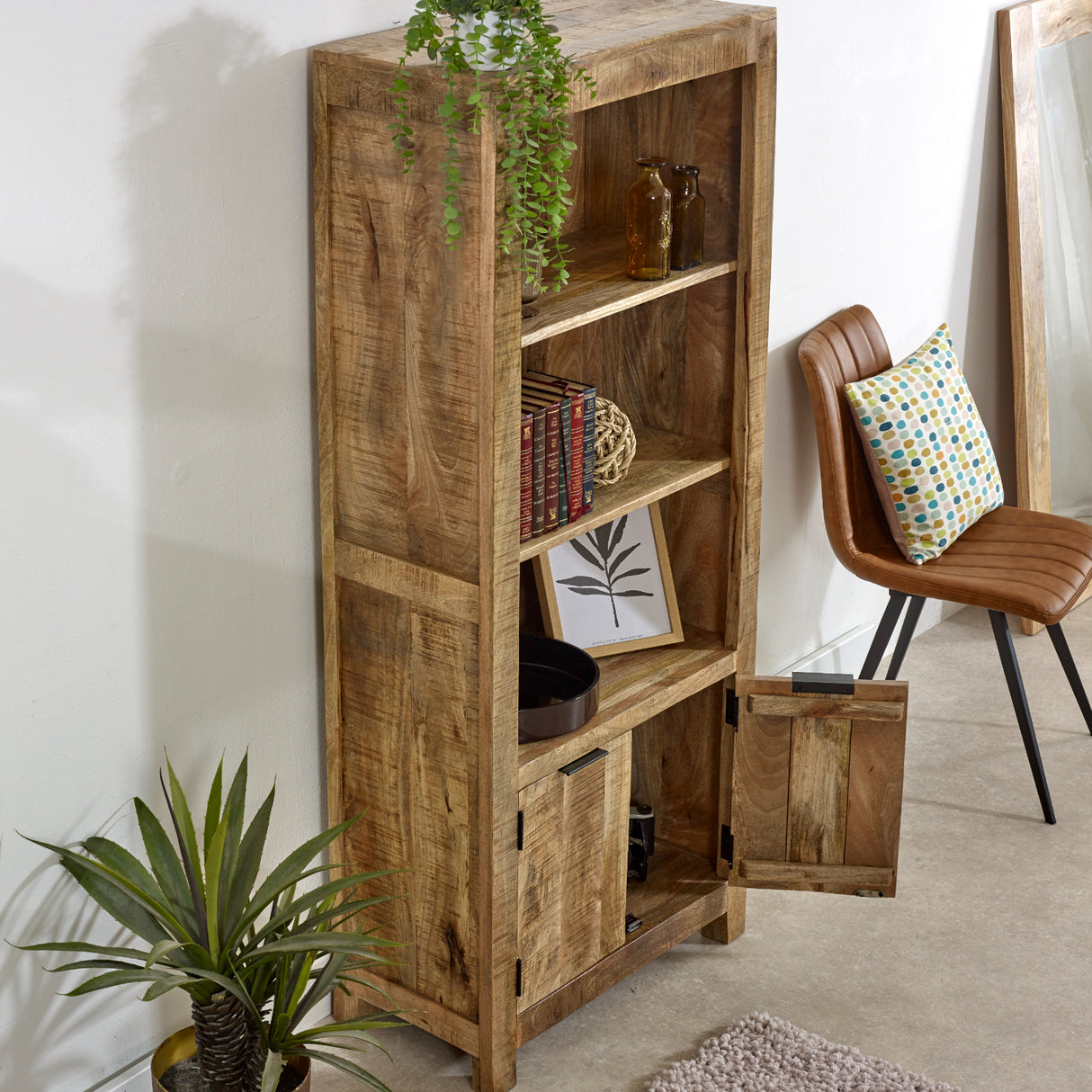 Solid Reclaimed Wood Bookcase With 2 Doors - Surrey