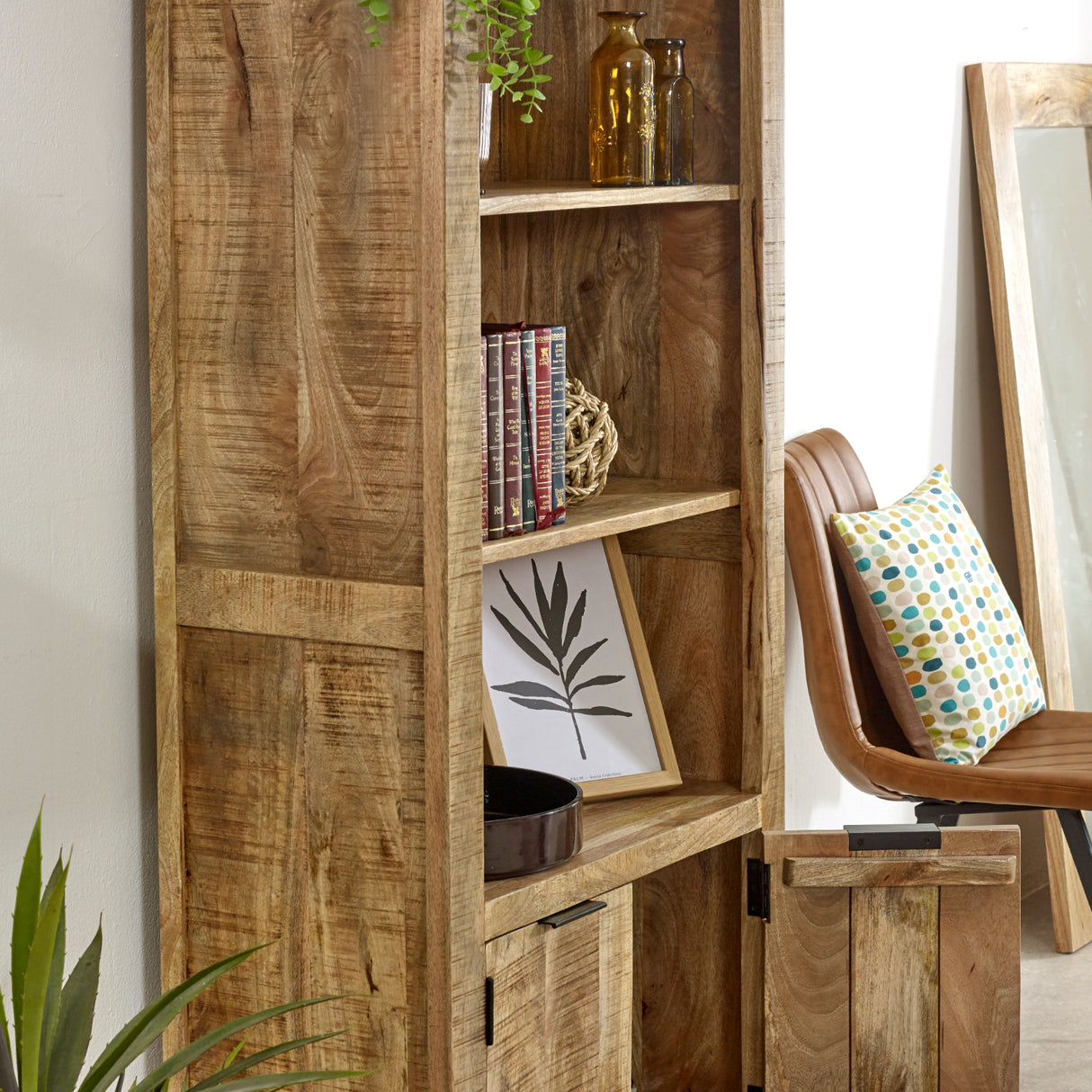 Solid Reclaimed Wood Bookcase With 2 Doors - Surrey