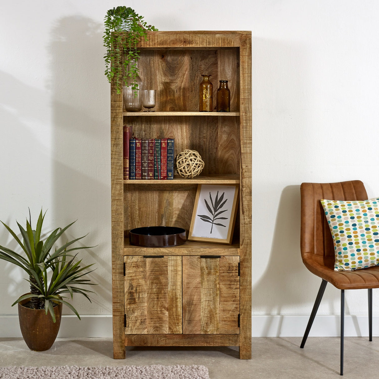 Solid Reclaimed Wood Bookcase With 2 Doors - Surrey