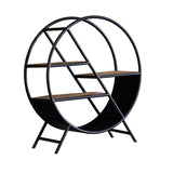 Solid Reclaimed Wood Bookcase Round With Metal Frame - Cosmo Industrial