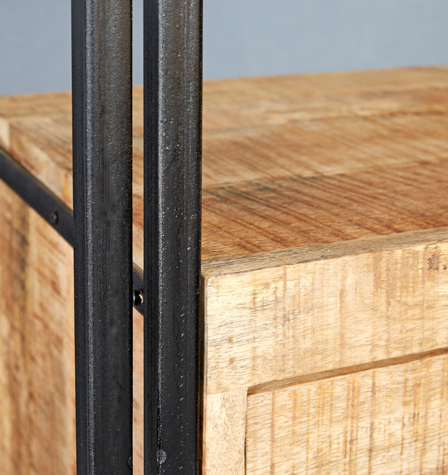 Solid Reclaimed Wood Bookcase Slim With 5 Shelves - Cosmo Industrial