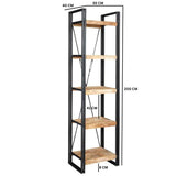 Solid Reclaimed Wood Bookcase Slim With 5 Shelves - Cosmo Industrial