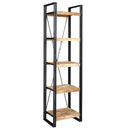 Solid Reclaimed Wood Bookcase Slim With 5 Shelves - Cosmo Industrial