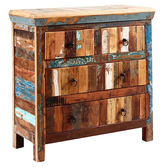 Solid Reclaimed Wood Chest Of 4 Drawers - Coastal
