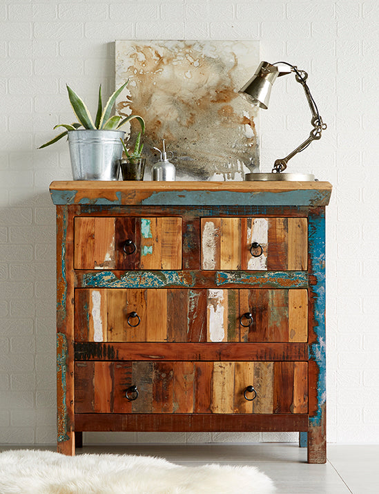 Solid Reclaimed Wood Chest Of 4 Drawers - Coastal