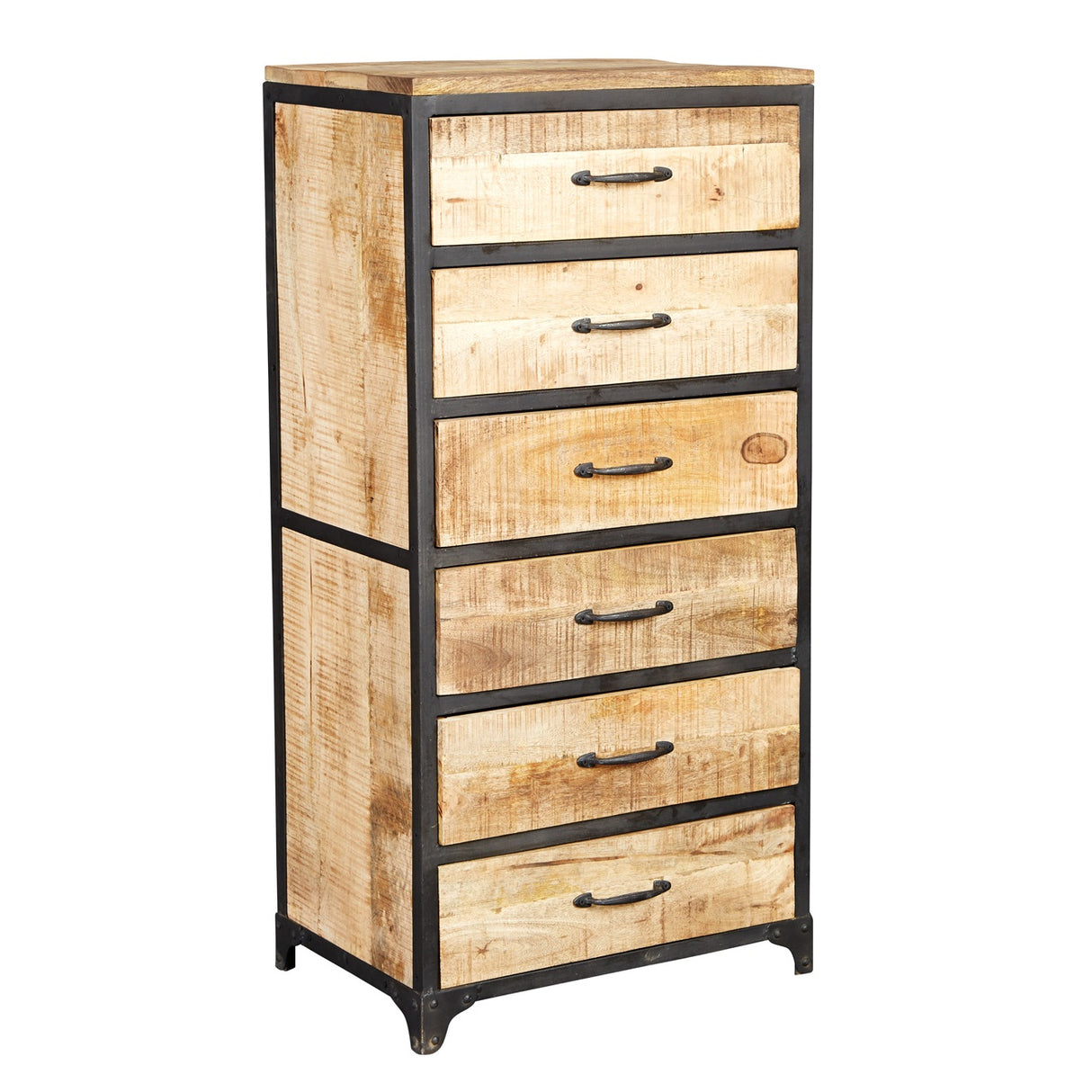 Solid Reclaimed Wood Chest Of 6 Drawers - Cosmo Industrial