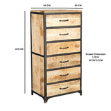 Solid Reclaimed Wood Chest Of 6 Drawers - Cosmo Industrial
