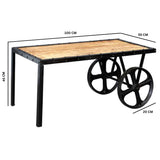 Solid Reclaimed Wood Coffee Table Cart - Cosmo Industrial