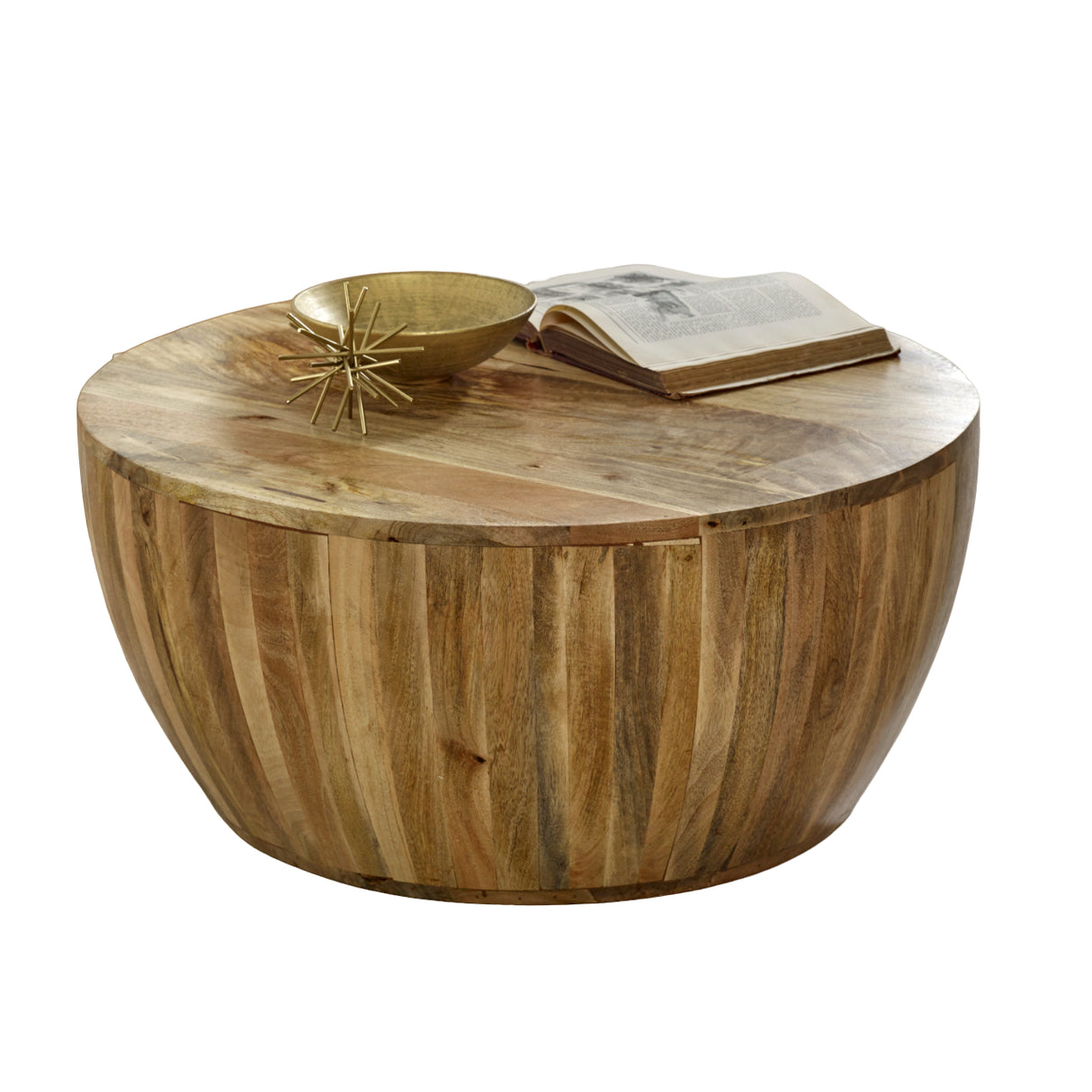 Solid Reclaimed Wood Coffee Table Drum Round - Surrey