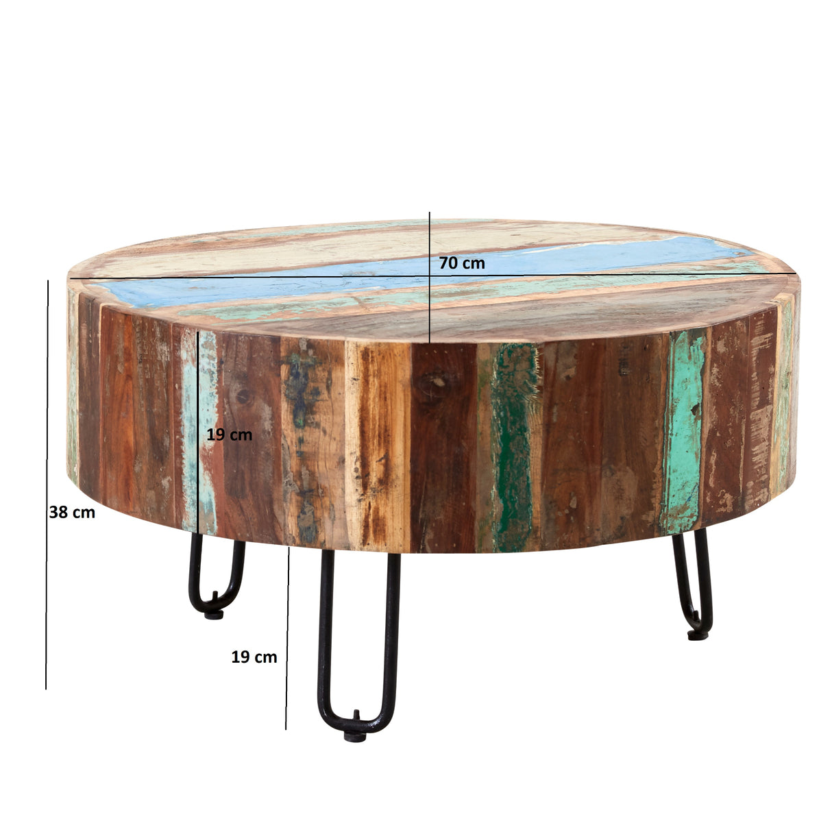 Solid Reclaimed Wood Coffee Table Round - Coastal
