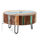 Solid Reclaimed Wood Coffee Table Round - Coastal