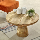 Solid Reclaimed Wood Coffee Table Round in Mushroom Style - Surrey