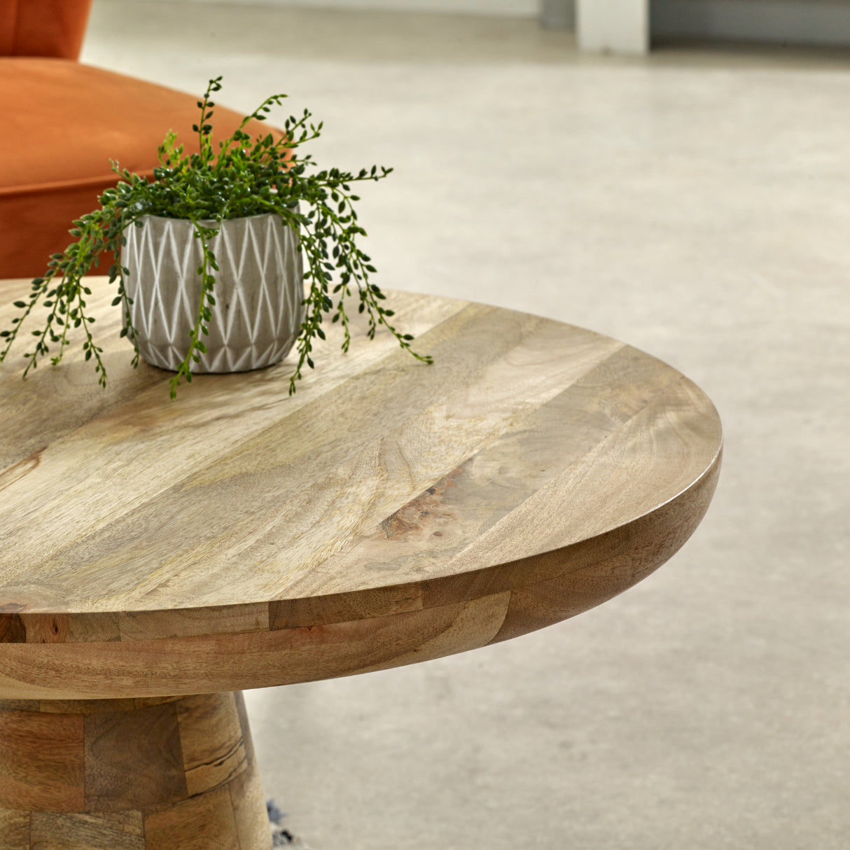 Solid Reclaimed Wood Coffee Table Round in Mushroom Style - Surrey