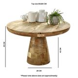 Solid Reclaimed Wood Coffee Table Round in Mushroom Style - Surrey