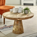 Solid Reclaimed Wood Coffee Table Round in Mushroom Style - Surrey
