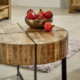 Solid Reclaimed Wood Coffee Table Round With Metal Legs - Surrey