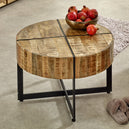 Solid Reclaimed Wood Coffee Table Round With Metal Legs - Surrey