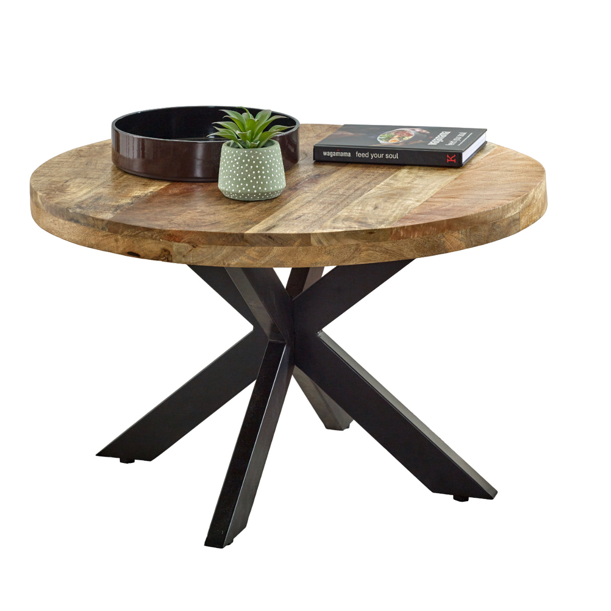 Solid Reclaimed Wood Coffee Table Round With Metal Spider Legs - Surrey