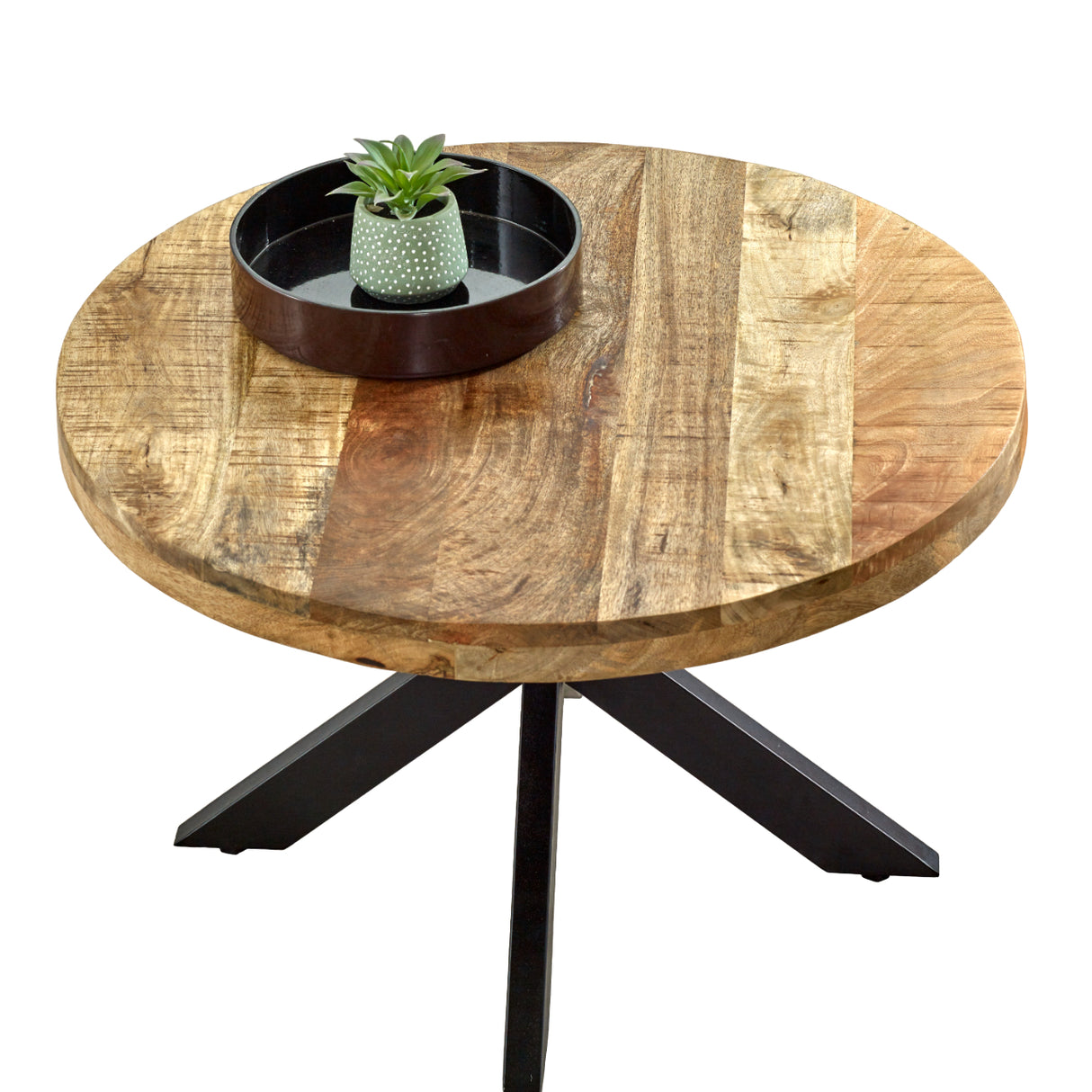Solid Reclaimed Wood Coffee Table Round With Metal Spider Legs - Surrey