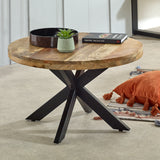 Solid Reclaimed Wood Coffee Table Round With Metal Spider Legs - Surrey