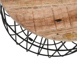 Solid Reclaimed Wood Coffee Table Round With Metal Wire Cage - Surrey