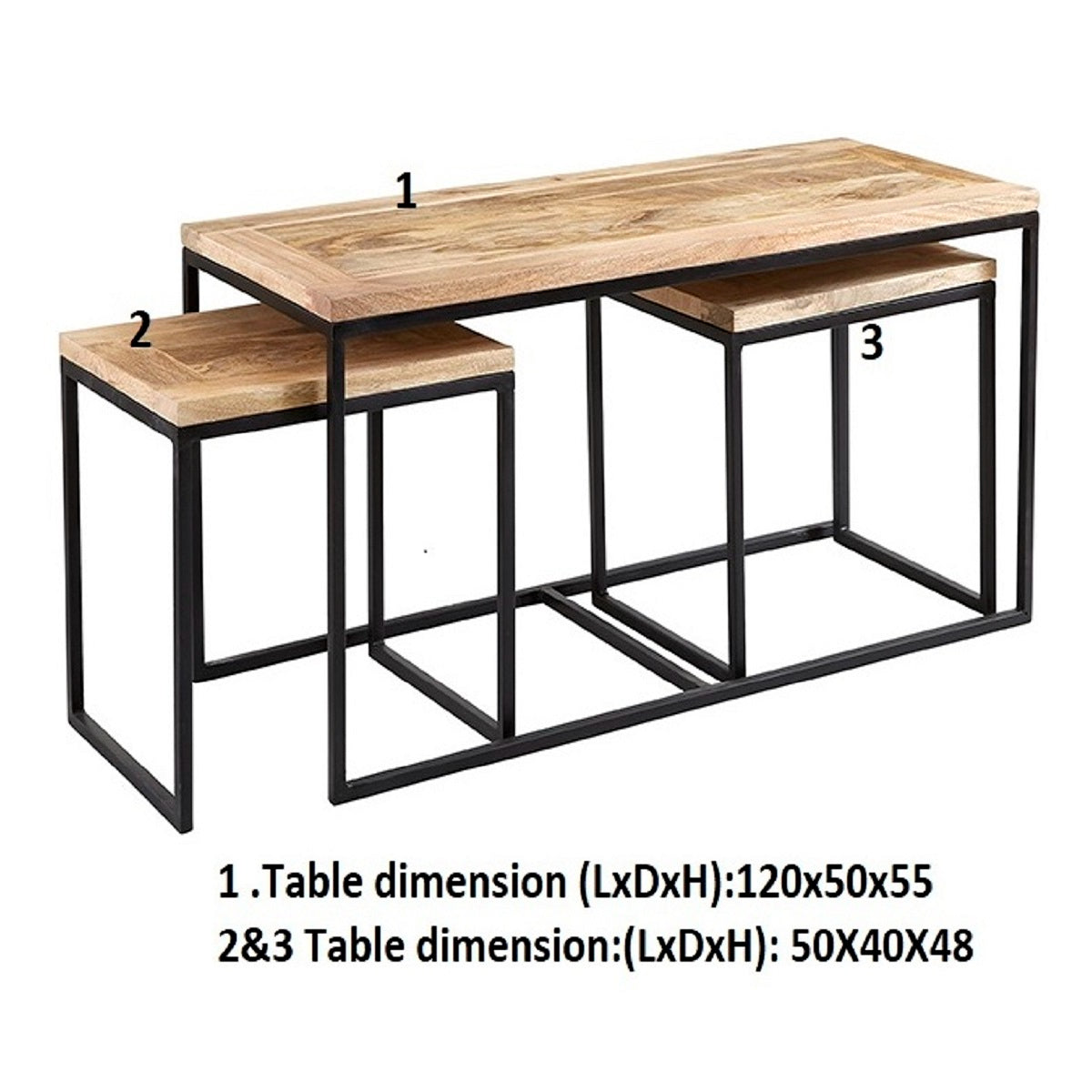 Solid Reclaimed Wood Coffee Table Set - Cosmo Industrial