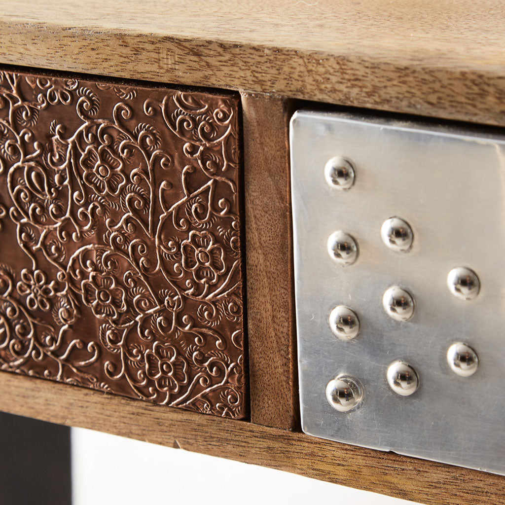 Solid Reclaimed Wood Desk for Home And Office With 2 Drawers - Sorio