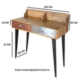 Solid Reclaimed Wood Desk for Home And Office With 2 Drawers - Sorio