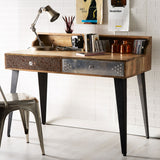 Solid Reclaimed Wood Desk for Home And Office With 2 Drawers - Sorio