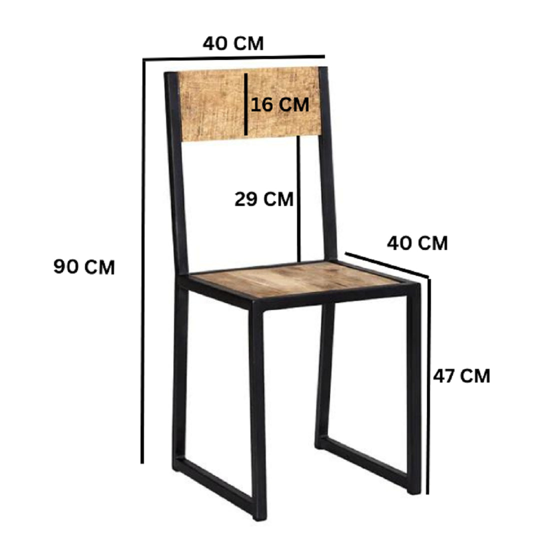 Solid Reclaimed Wood Dining Chairs in Set Of 2 - Cosmo Industrial