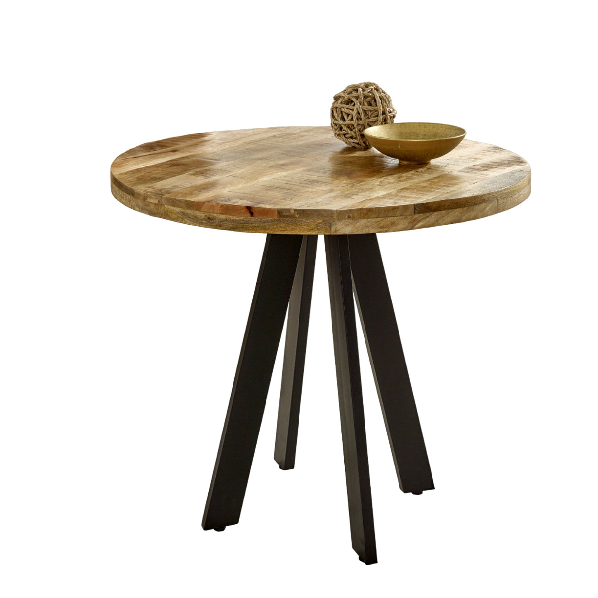 Solid Reclaimed Wood Dining Table for 4 People Round - Surrey