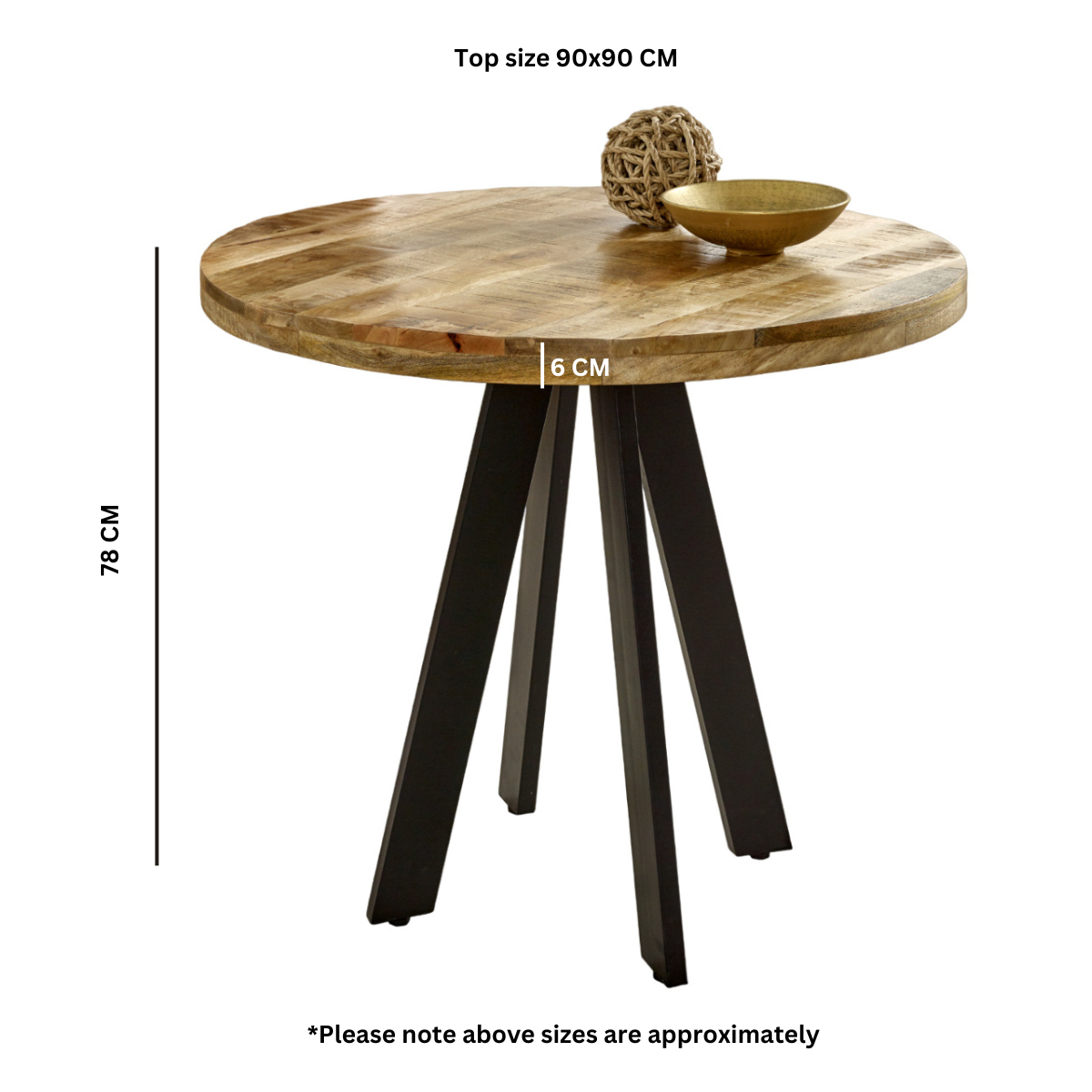 Solid Reclaimed Wood Dining Table for 4 People Round - Surrey