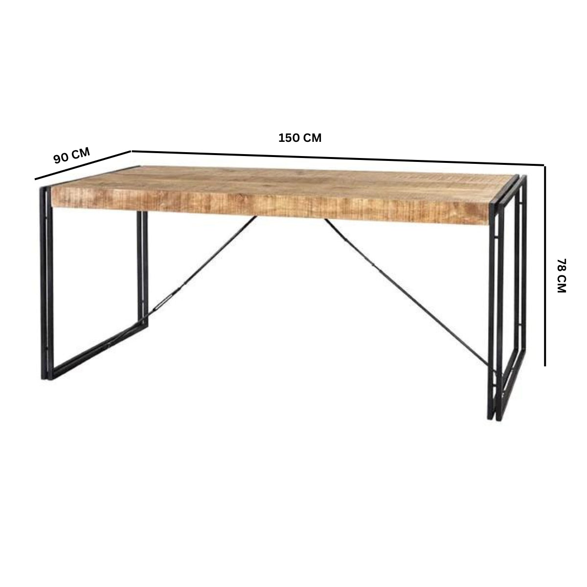 Solid Reclaimed Wood Dining Table for 4 to 6 People - Cosmo Industrial