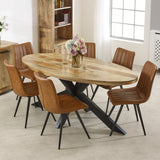 Solid Reclaimed Wood Dining Table for 6 to 8 People Oval - Surrey