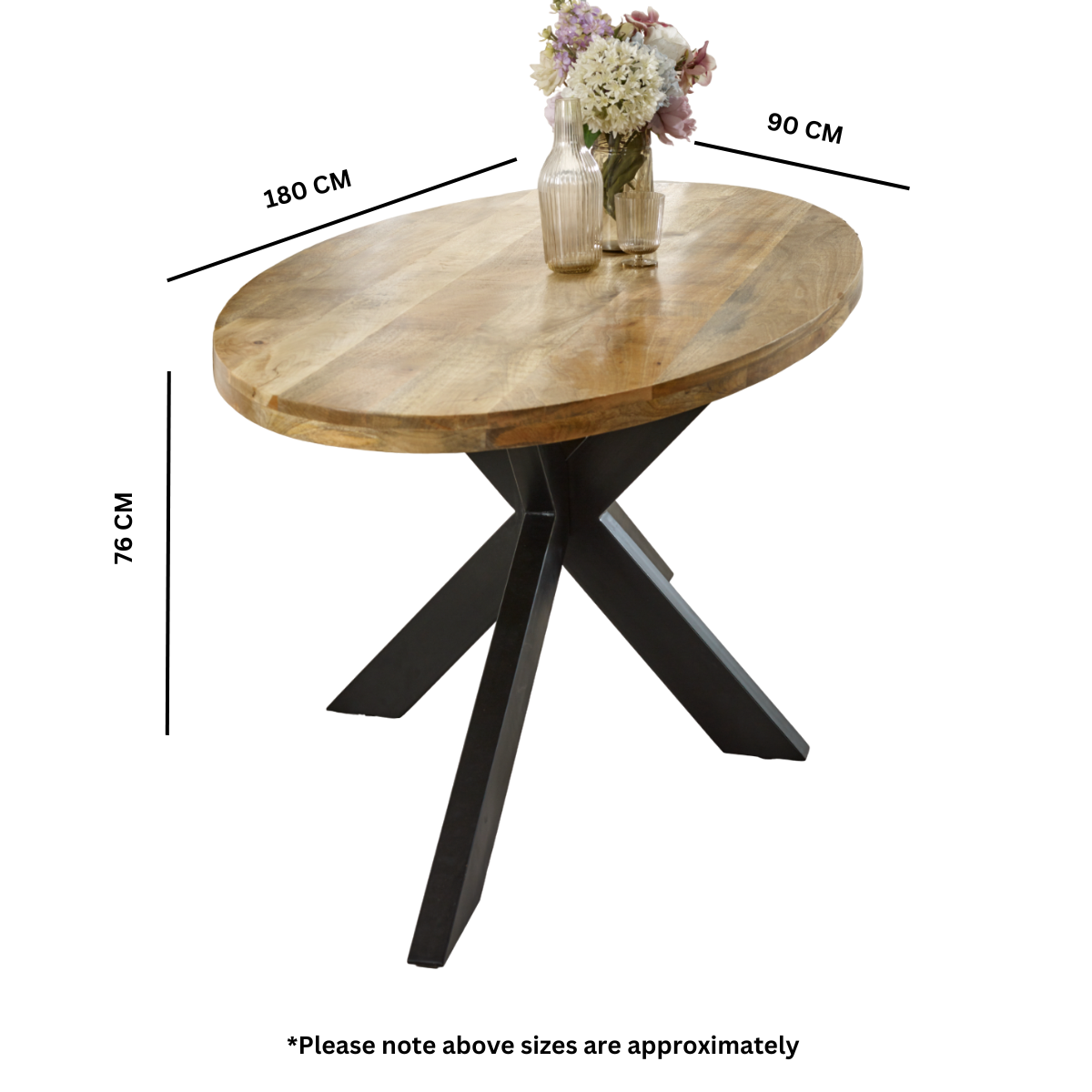 Solid Reclaimed Wood Dining Table for 6 to 8 People Oval - Surrey
