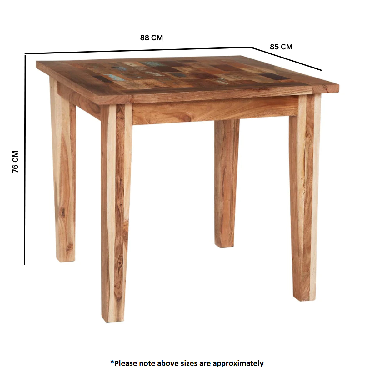 Solid Reclaimed Wood Dining Table Square for 4 People - Coastal