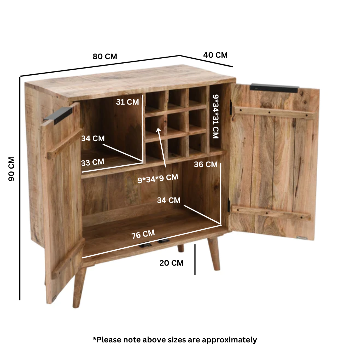 Solid Reclaimed Wood Drinks Cabinet With 2 Doors - Surrey