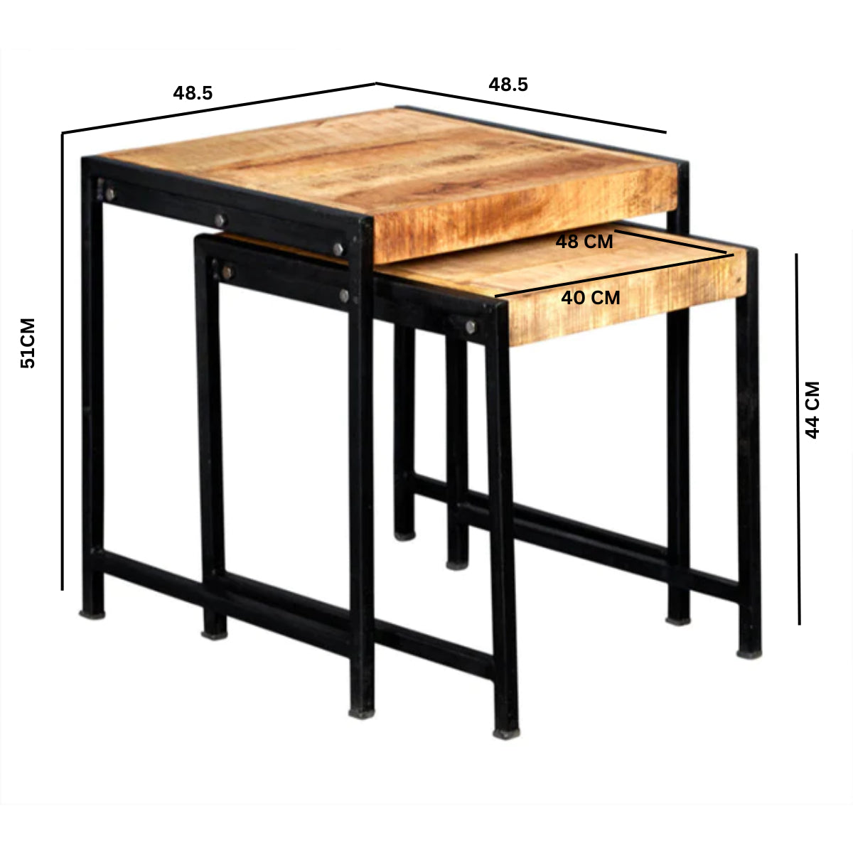 Solid Reclaimed Wood Nest Of 2 Tables - Cosmo Industrial