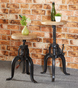 Solid Reclaimed Wood Side Table Adjustable - Cosmo Industrial