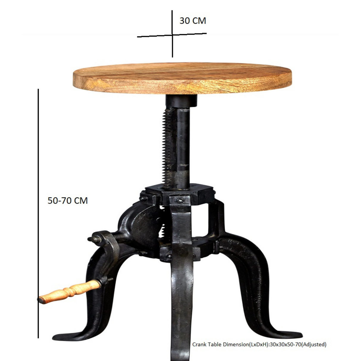 Solid Reclaimed Wood Side Table Adjustable - Cosmo Industrial