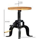 Solid Reclaimed Wood Side Table Adjustable - Cosmo Industrial