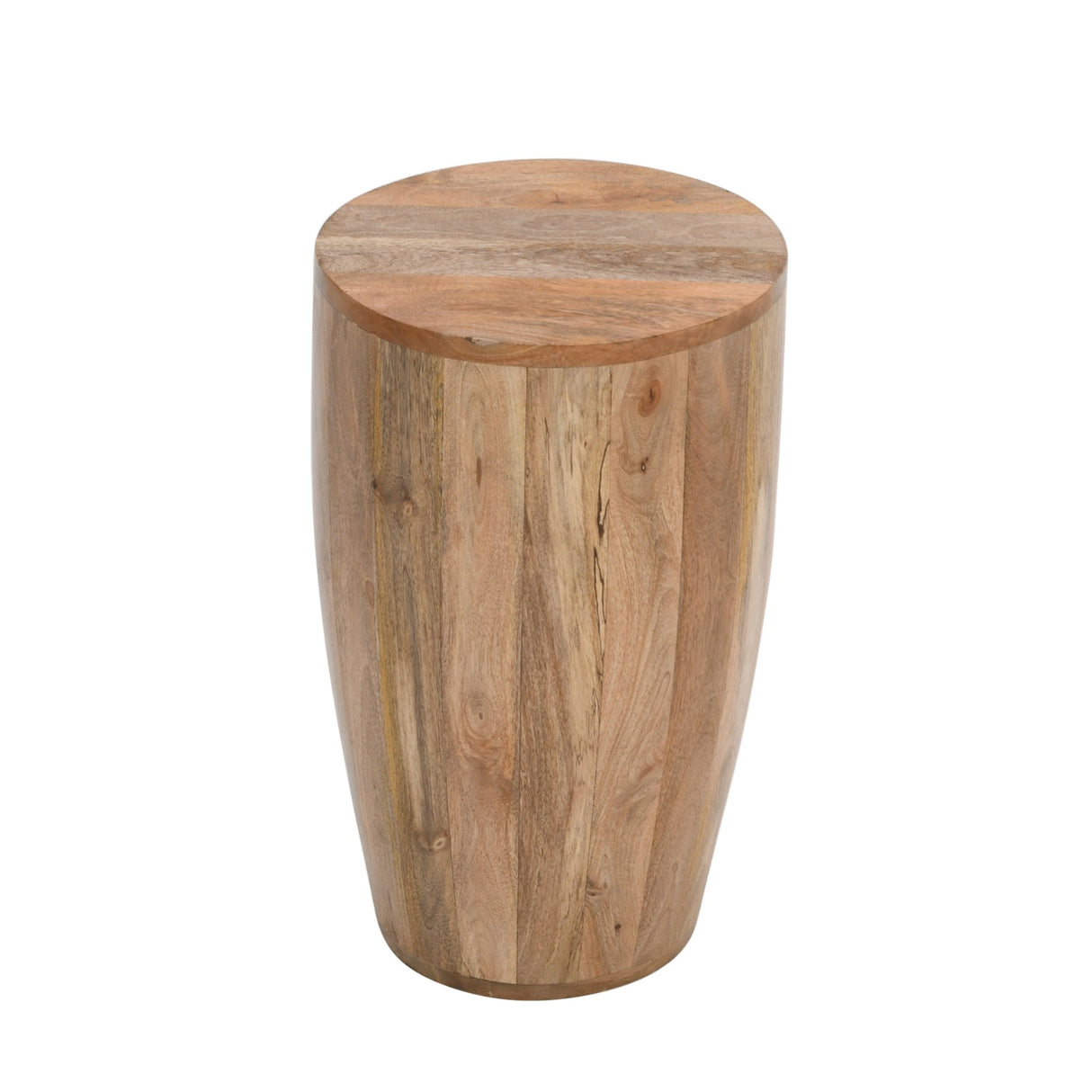 Solid Reclaimed Wood Side Table Drum Round - Surrey