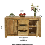Solid Reclaimed Wood Sideboard With 2 Doors And 3 Drawers - Surrey
